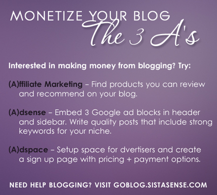 Monetize Your Blog - SistaSense 31 Day Challenge